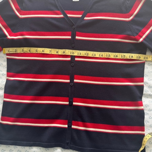 Pendleton Women’s Silk Blend Navy and Red Striped Medium Cardigan - Picture 5 of 6